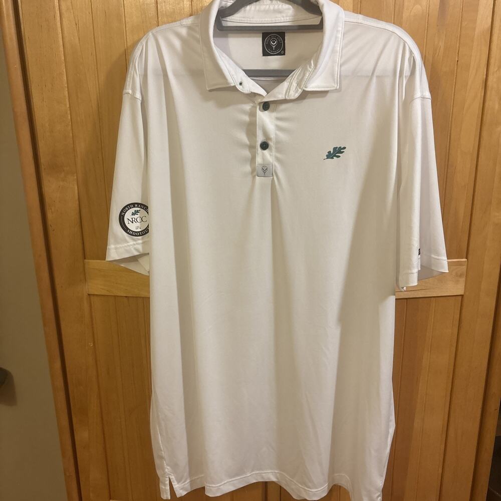 Good Boy Golf White Performance Polo Shirt Men's [XXL] Golf Green Buttons Logo